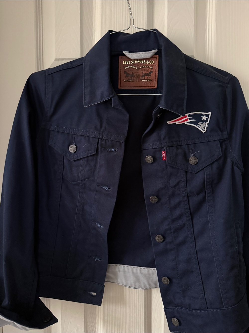Levi's Navy Blue Men’s Trucker Jacket with Patriots Patch